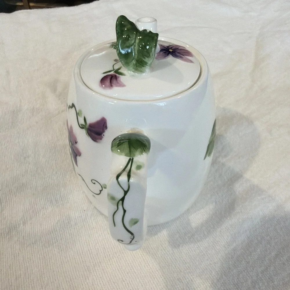 VTG‎ MCM Lefton Sweet Violets Hand Painted Individual 2 Cup Teapot